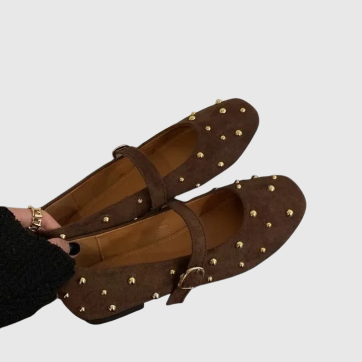 Stella | The Gold-Studded Mary Jane Flat