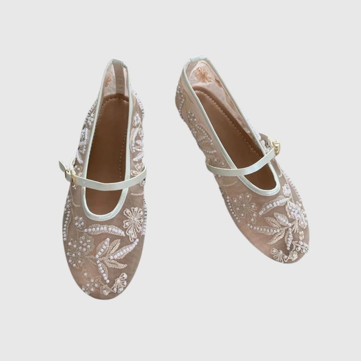 Isabelle | The Floral Embroidered Mary Jane Flat