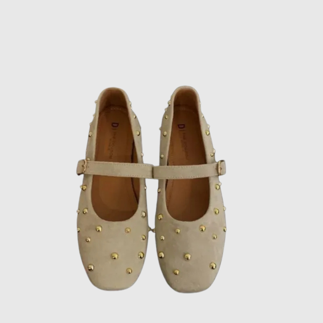 Stella | The Gold-Studded Mary Jane Flat