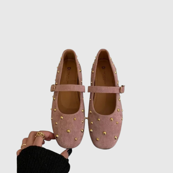 Stella | The Gold-Studded Mary Jane Flat
