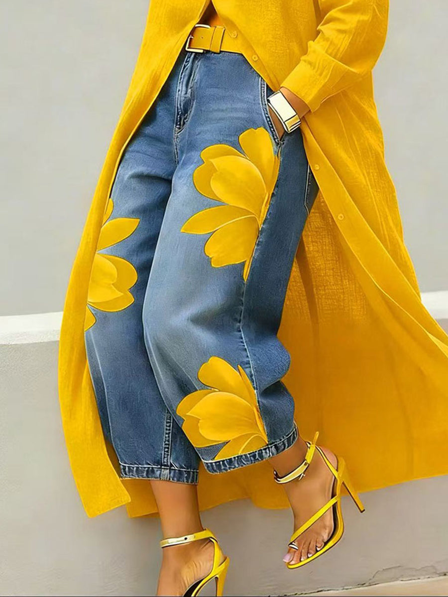 Flower - Denim Pants