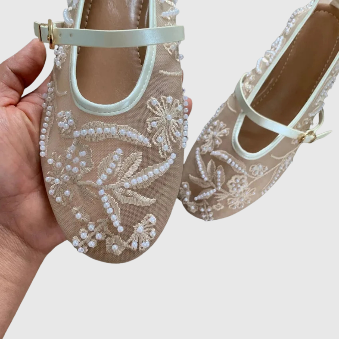 Isabelle | The Floral Embroidered Mary Jane Flat