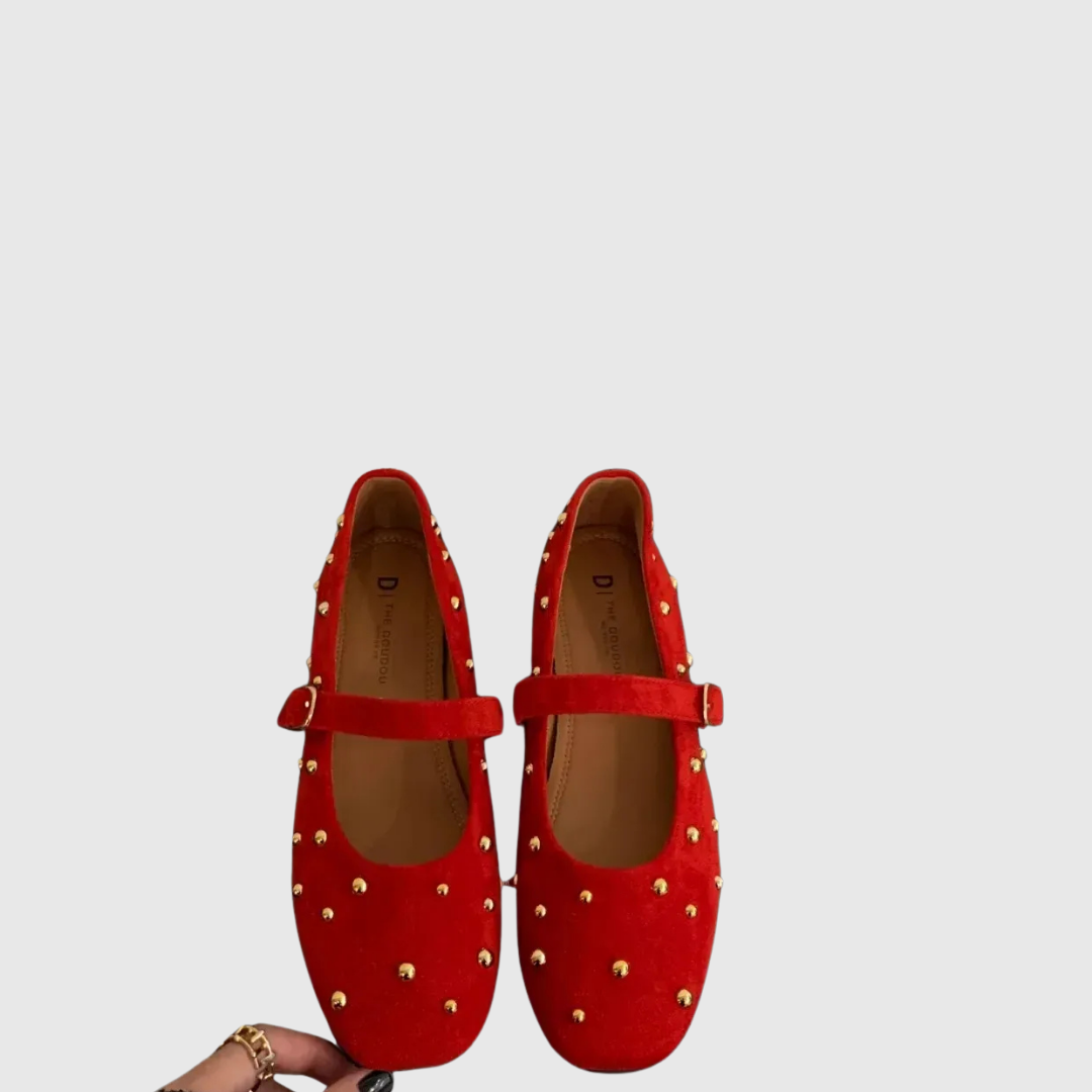 Stella | The Gold-Studded Mary Jane Flat