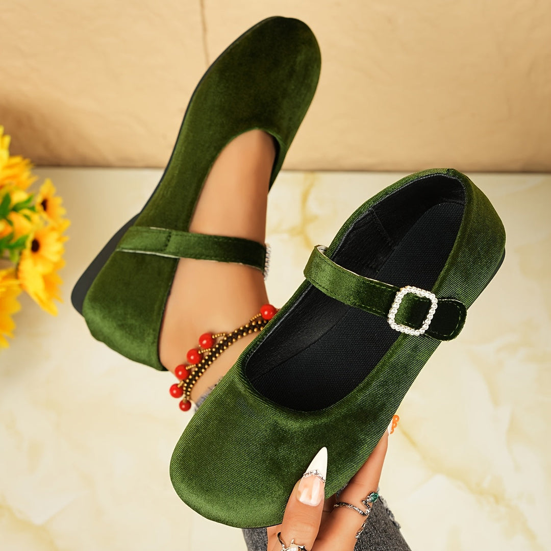 Genevieve | The Velvet Crystal-Buckle Mary Jane