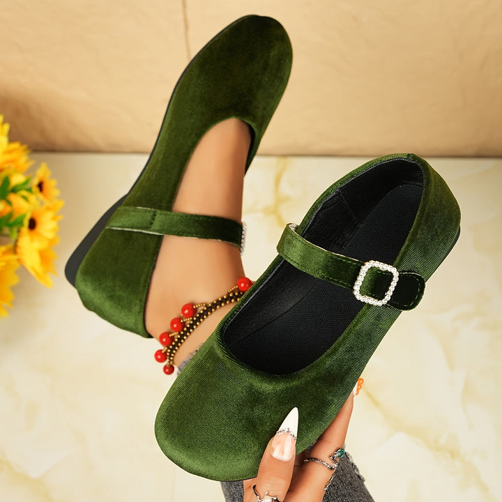 Genevieve | The Velvet Crystal-Buckle Mary Jane