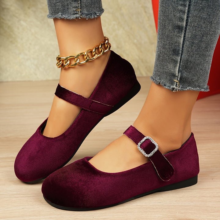 Genevieve | The Velvet Crystal-Buckle Mary Jane