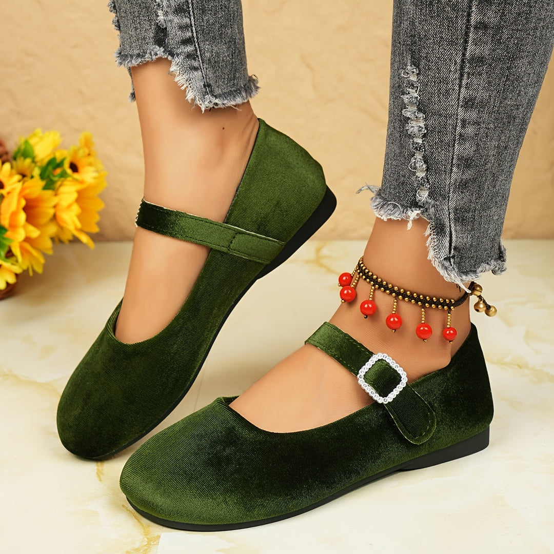 Genevieve | The Velvet Crystal-Buckle Mary Jane