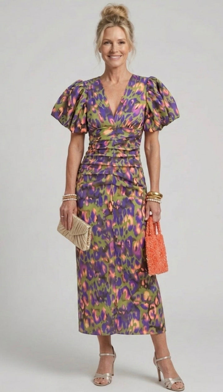 Ursula  | Vivid Pleated Midi Dress