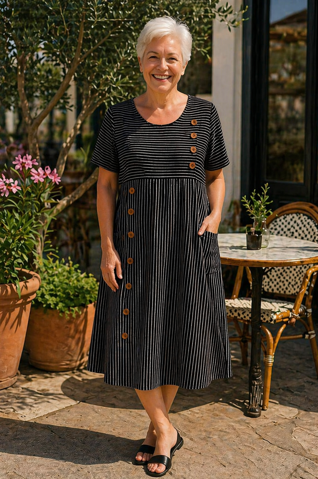Brienne | Striped Midi Dress – Effortless Comfort, Everyday Confidence