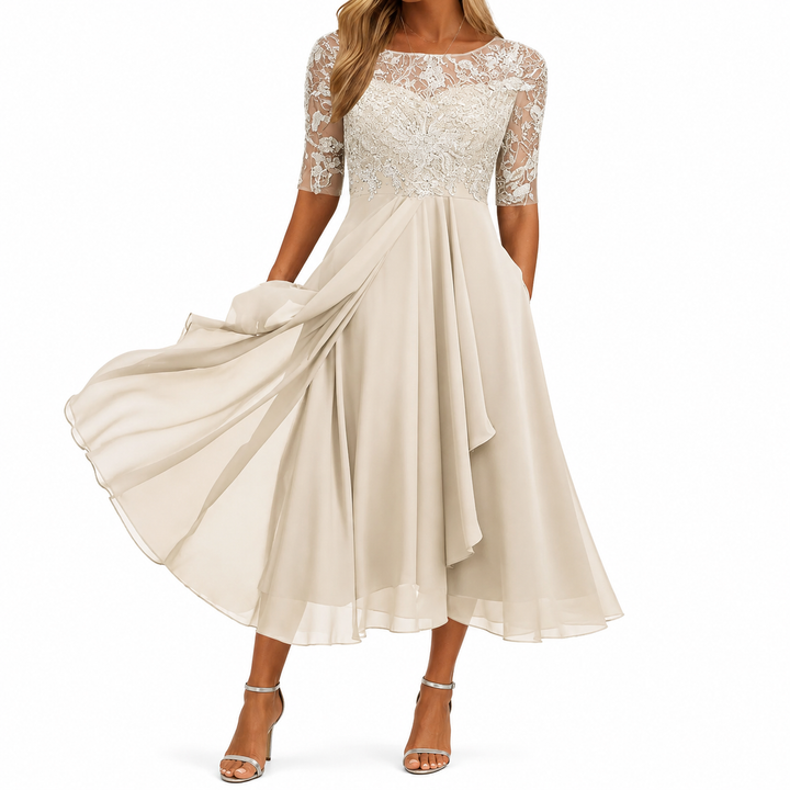 Zaria – The Flattering Lace Midi Dress