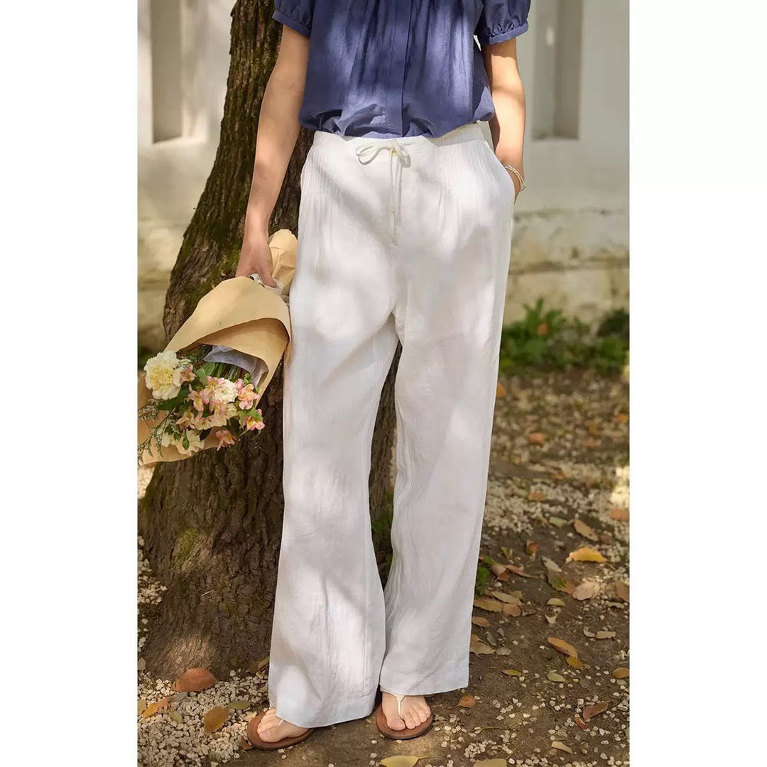 Camille | Wide-leg Pants in Cotton and Linen Blend
