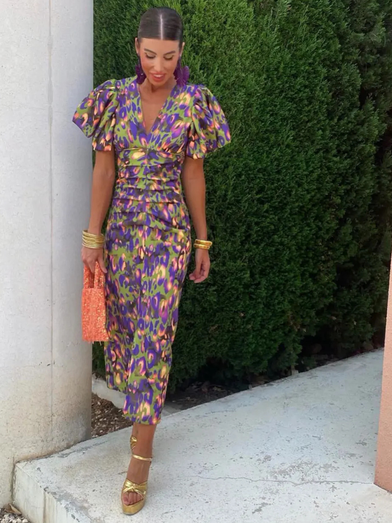 Ursula  | Vivid Pleated Midi Dress