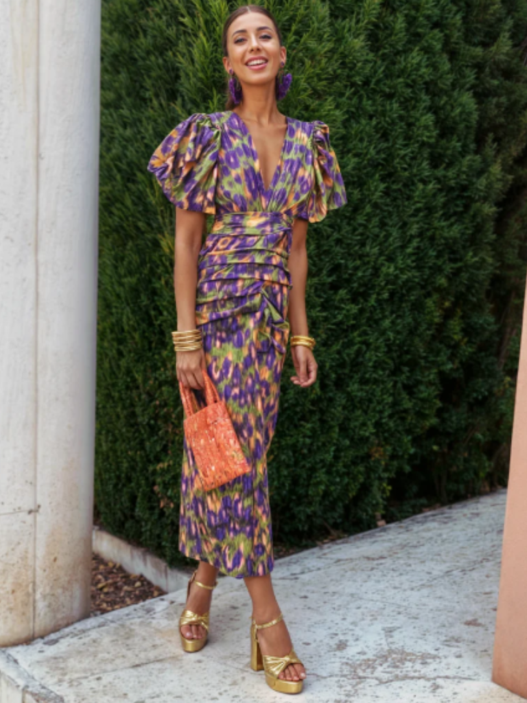Ursula  | Vivid Pleated Midi Dress