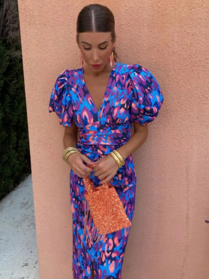 Ursula  | Vivid Pleated Midi Dress