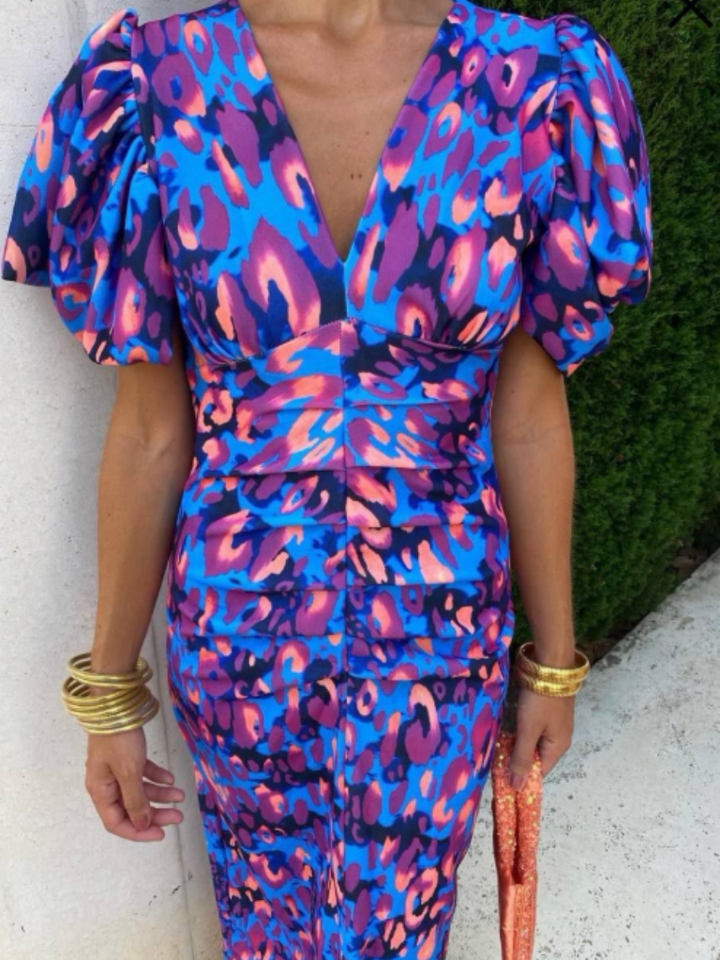 Ursula  | Vivid Pleated Midi Dress