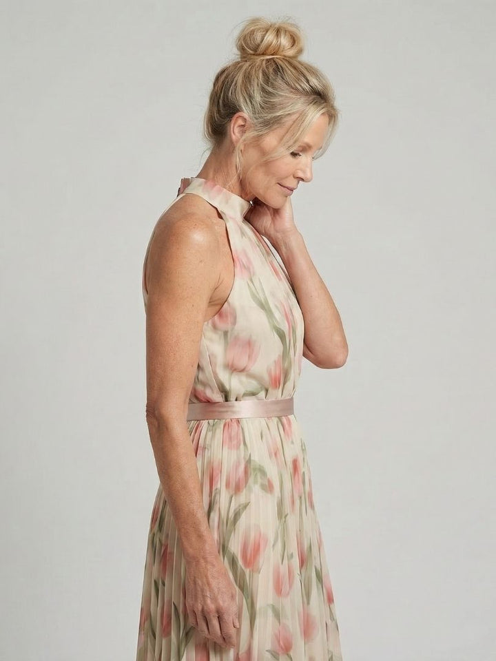 Pearl | Halter Neck Floral Midi Dress