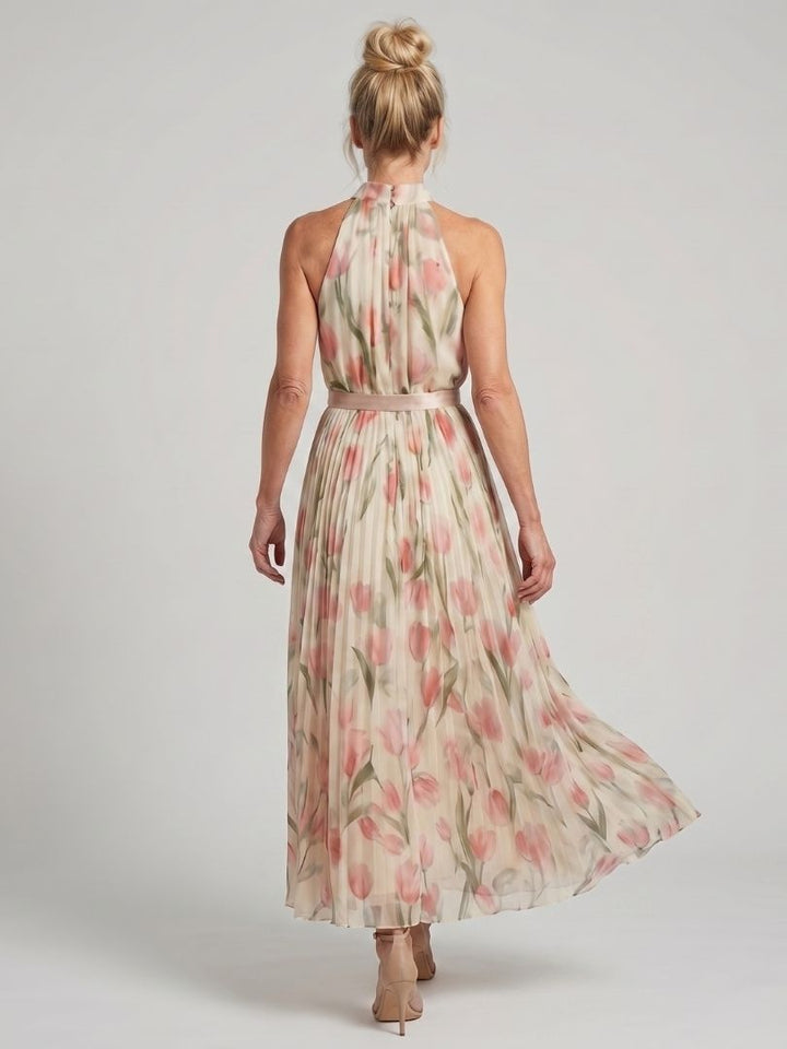 Pearl | Halter Neck Floral Midi Dress
