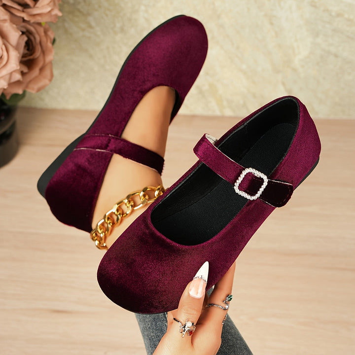 Genevieve | The Velvet Crystal-Buckle Mary Jane