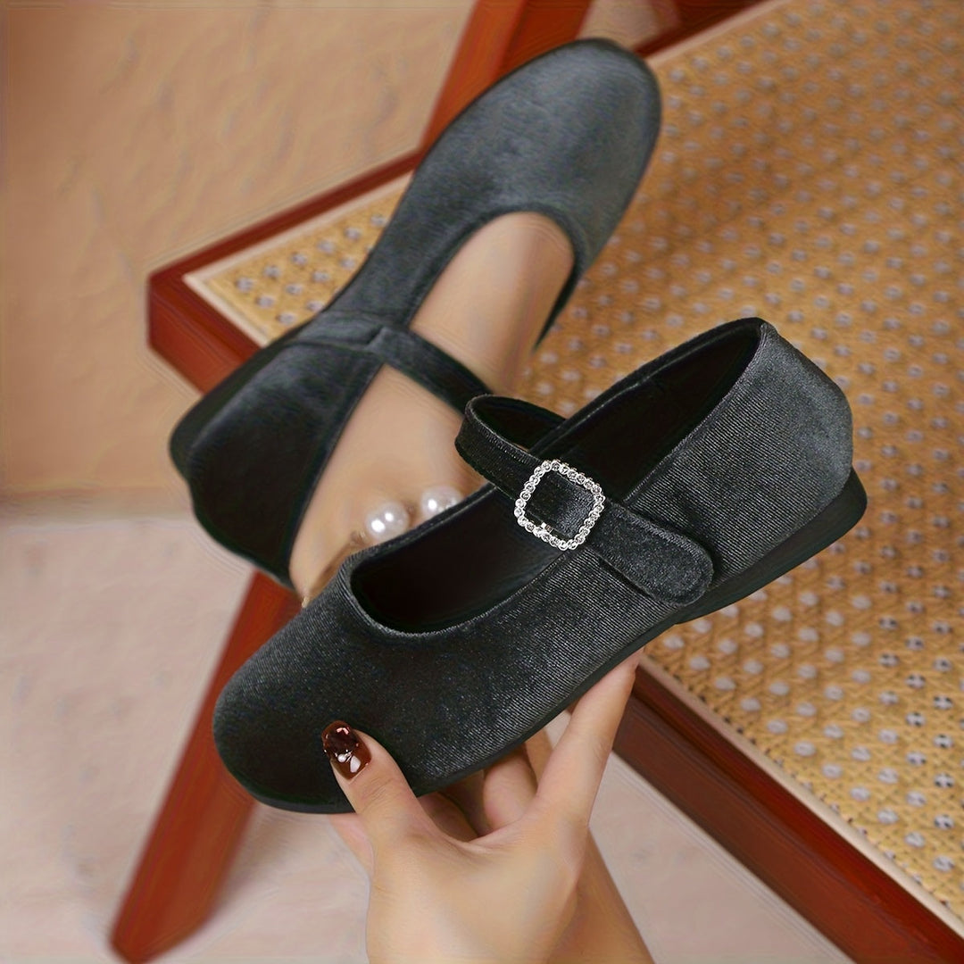 Genevieve | The Velvet Crystal-Buckle Mary Jane